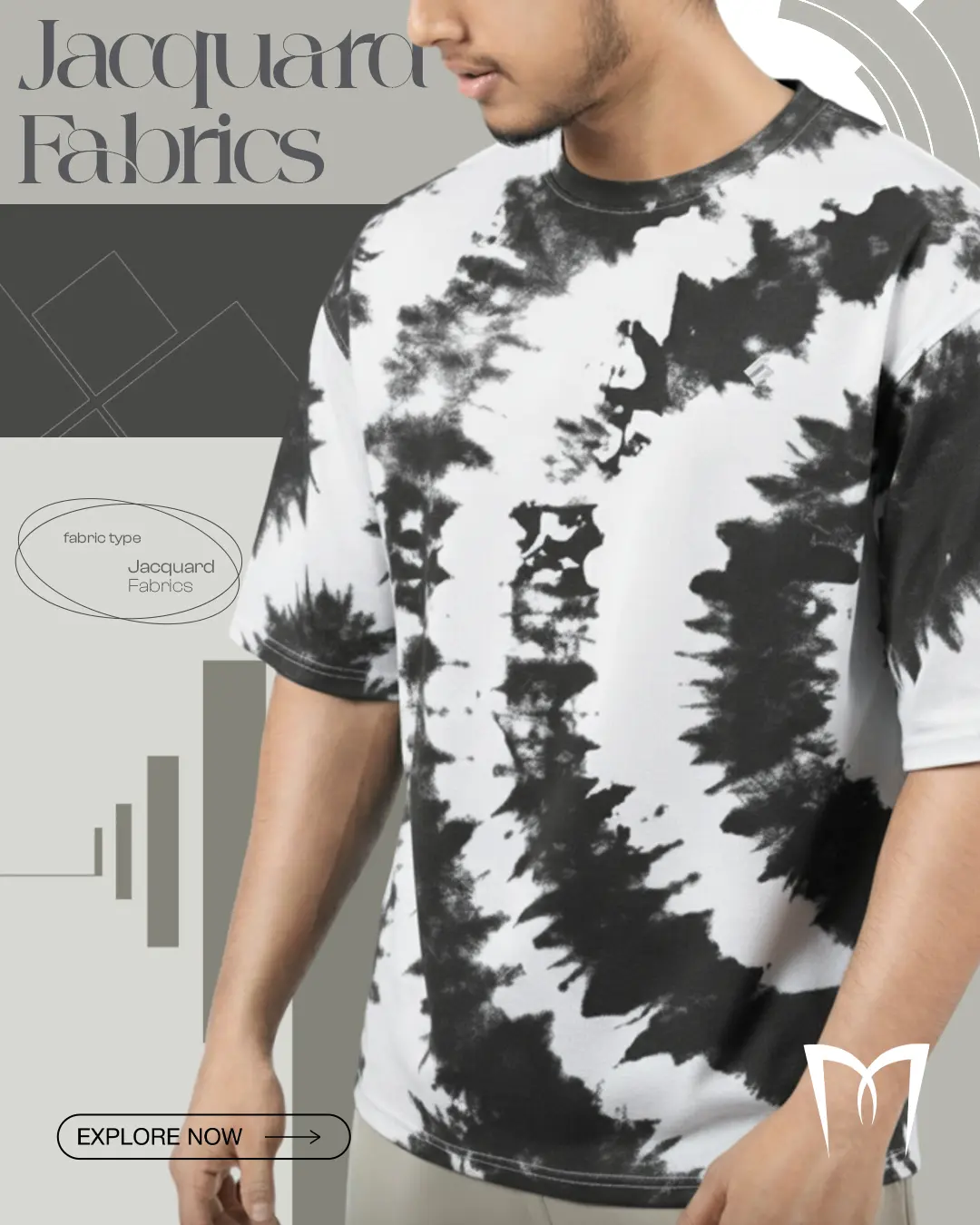 Drop Shoulder T Shirt Jekard Black