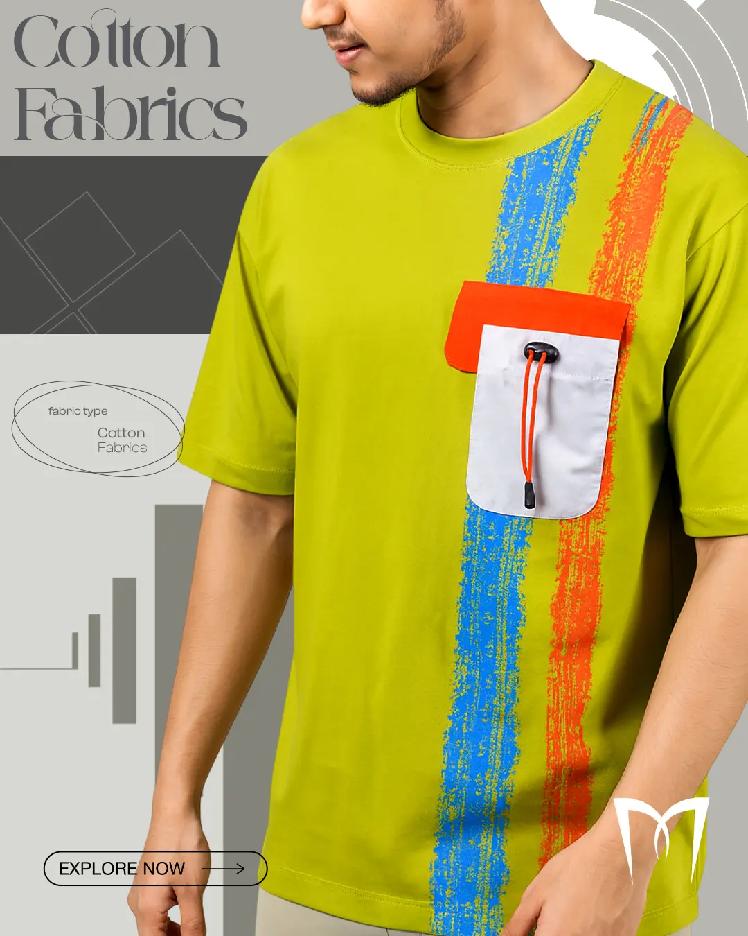 Drop Shoulder T Shirt Parrot Drawstring