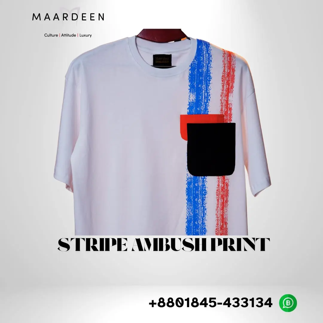 Drop Shoulder T Shirt White Pocket