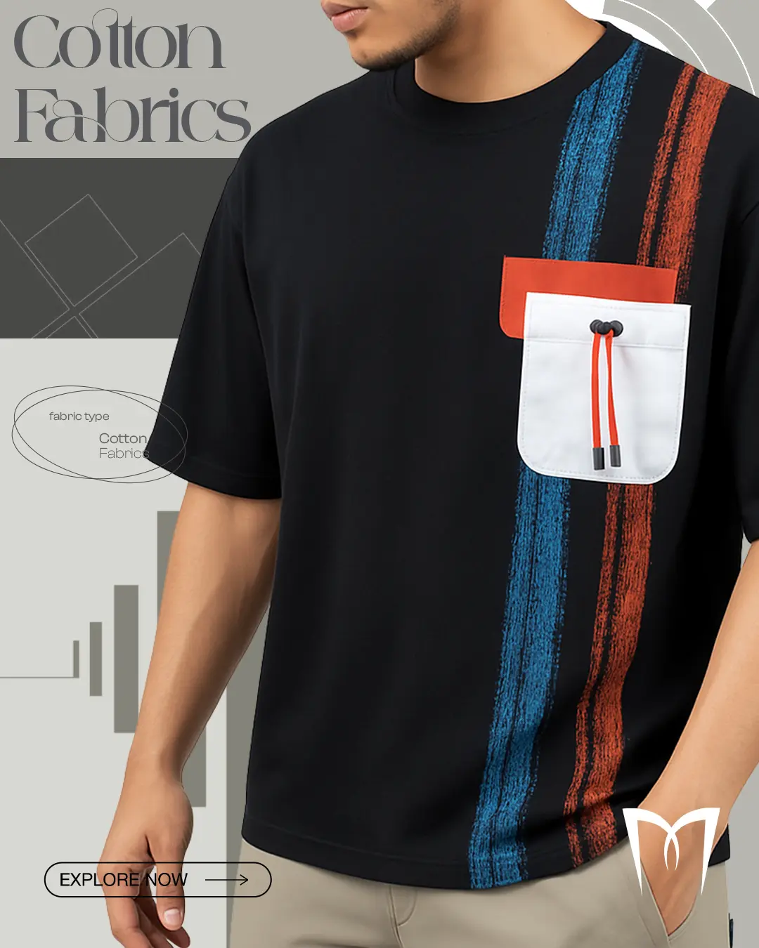 Drop Shoulder T Shirt Black Drawstring