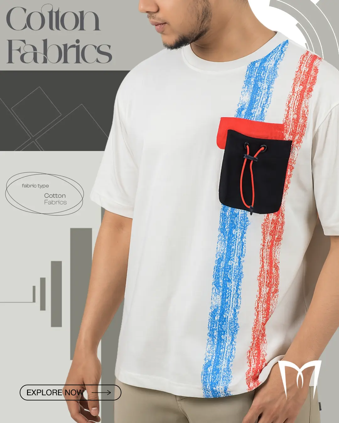 Drop Shoulder T Shirt White Drawstring