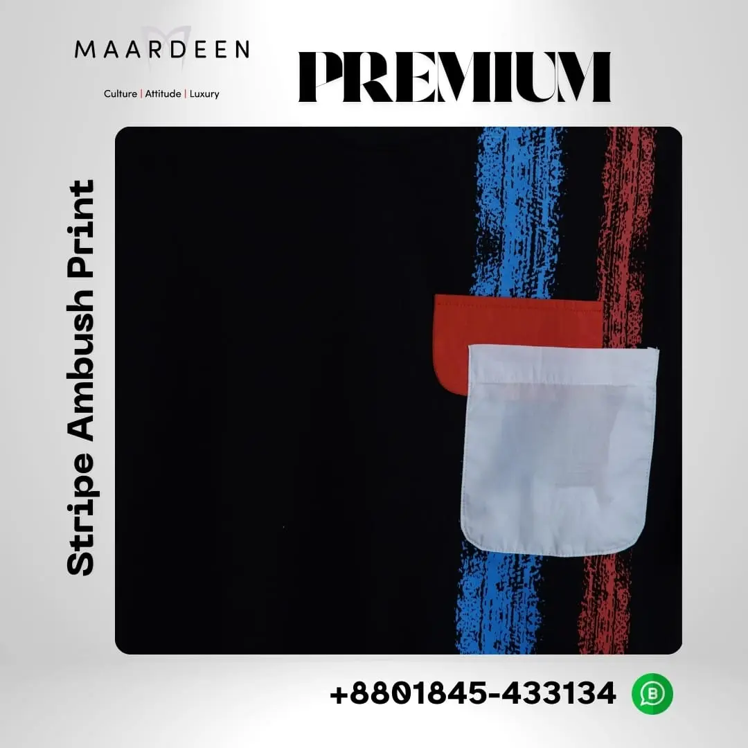 Drop Shoulder T Shirt Black Pocket