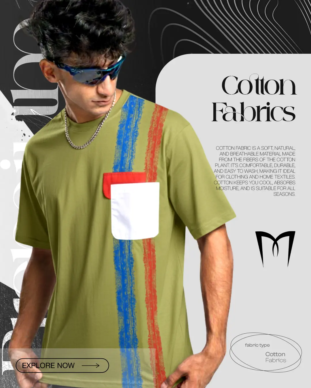 Drop Shoulder T Shirt Parrot Pocket