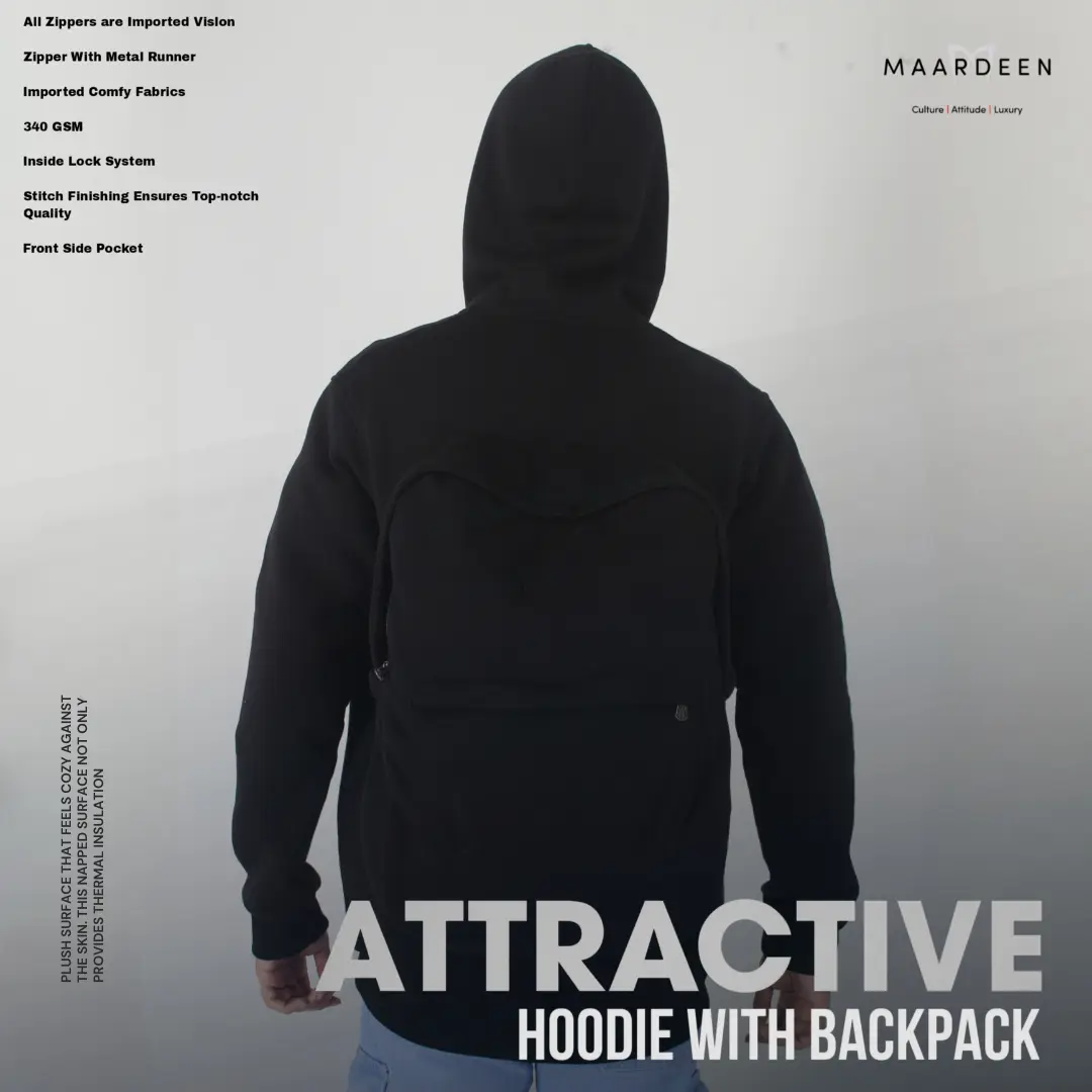 Backpack Zip up Hoodie Black