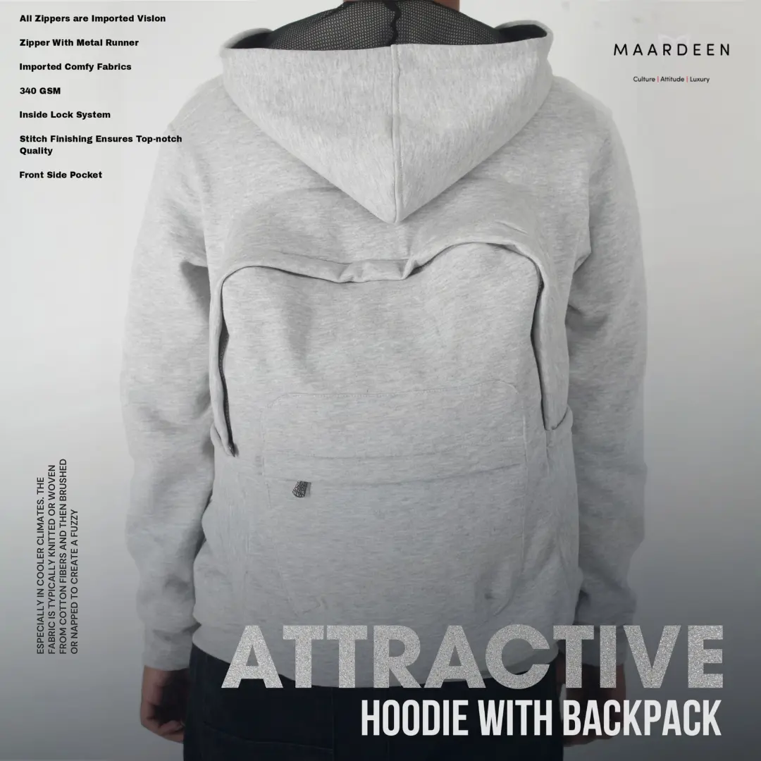 Backpack Zip up Hoodie Light Gray