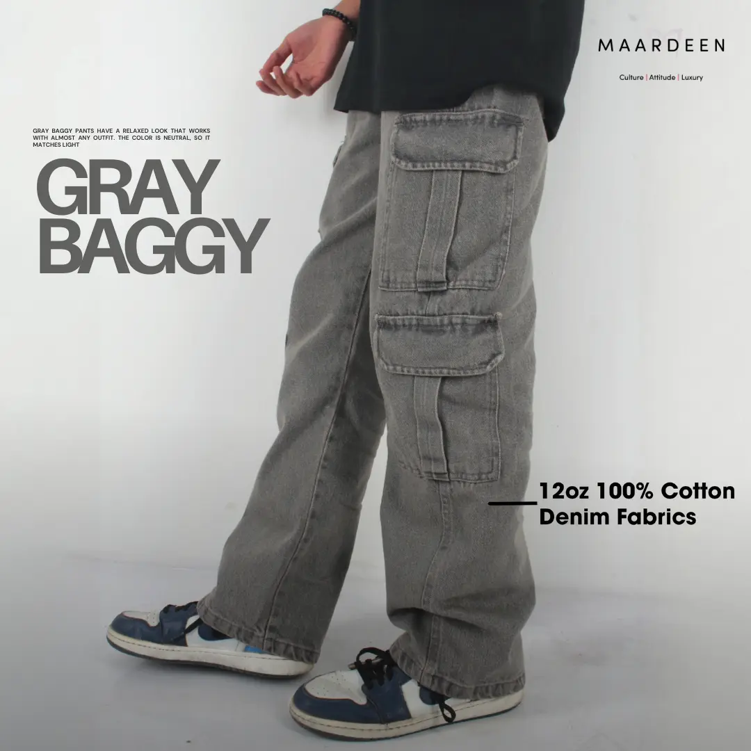 Washed Wide Cargo Baggy Pant Gray