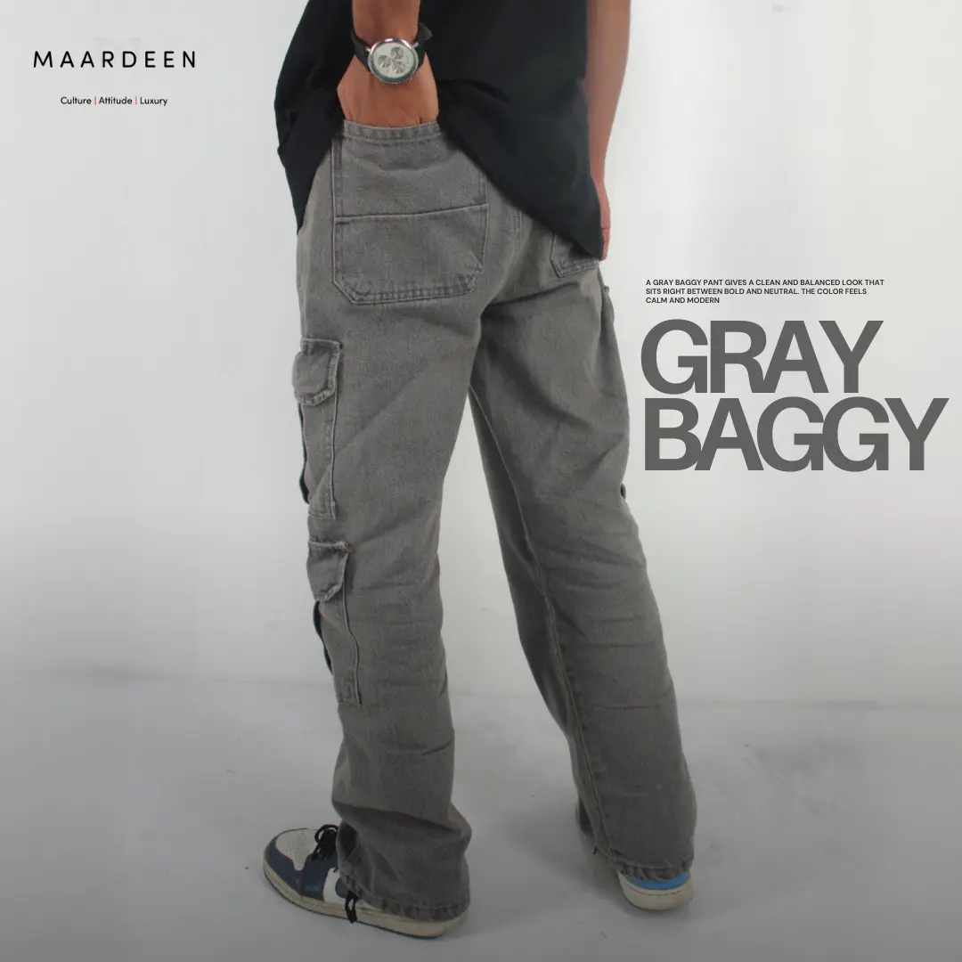 Washed Wide Cargo Baggy Pant Gray
