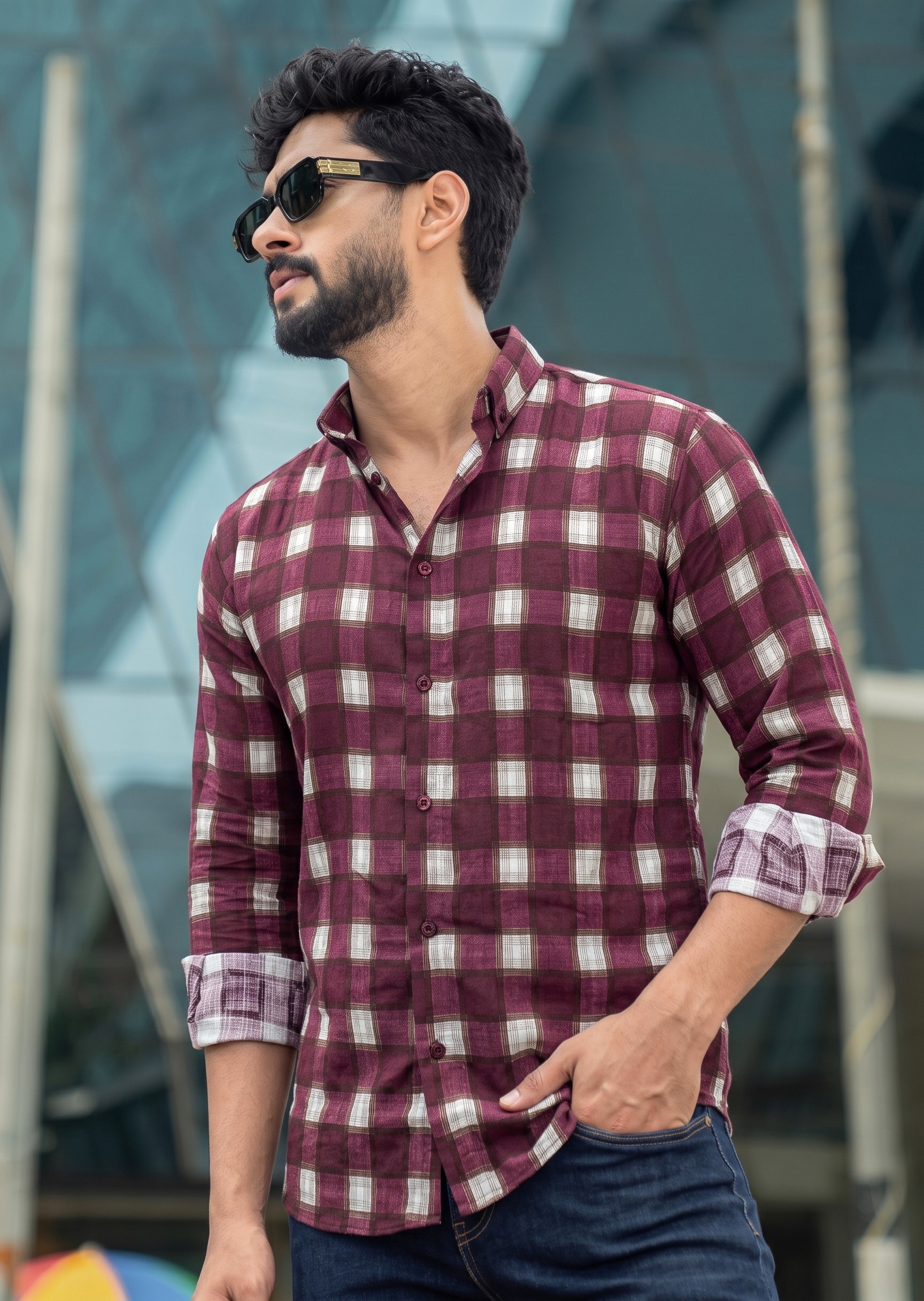 Luxury Fancy Cotton Check Shirt