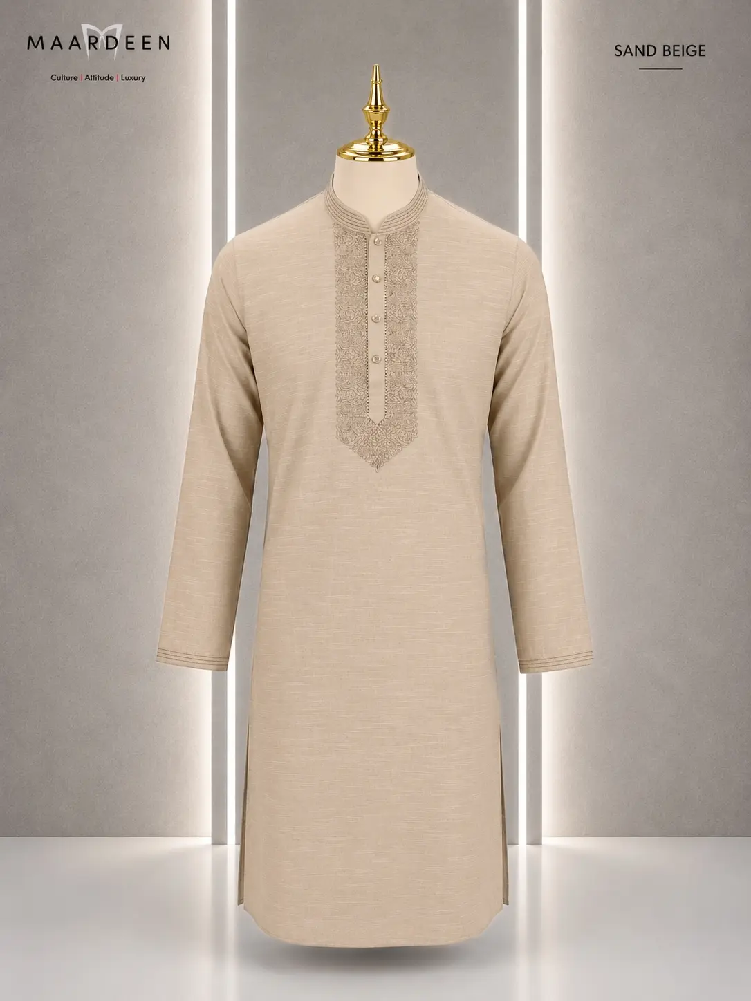 Luxury Coat Embroidery 1 Sand Beige