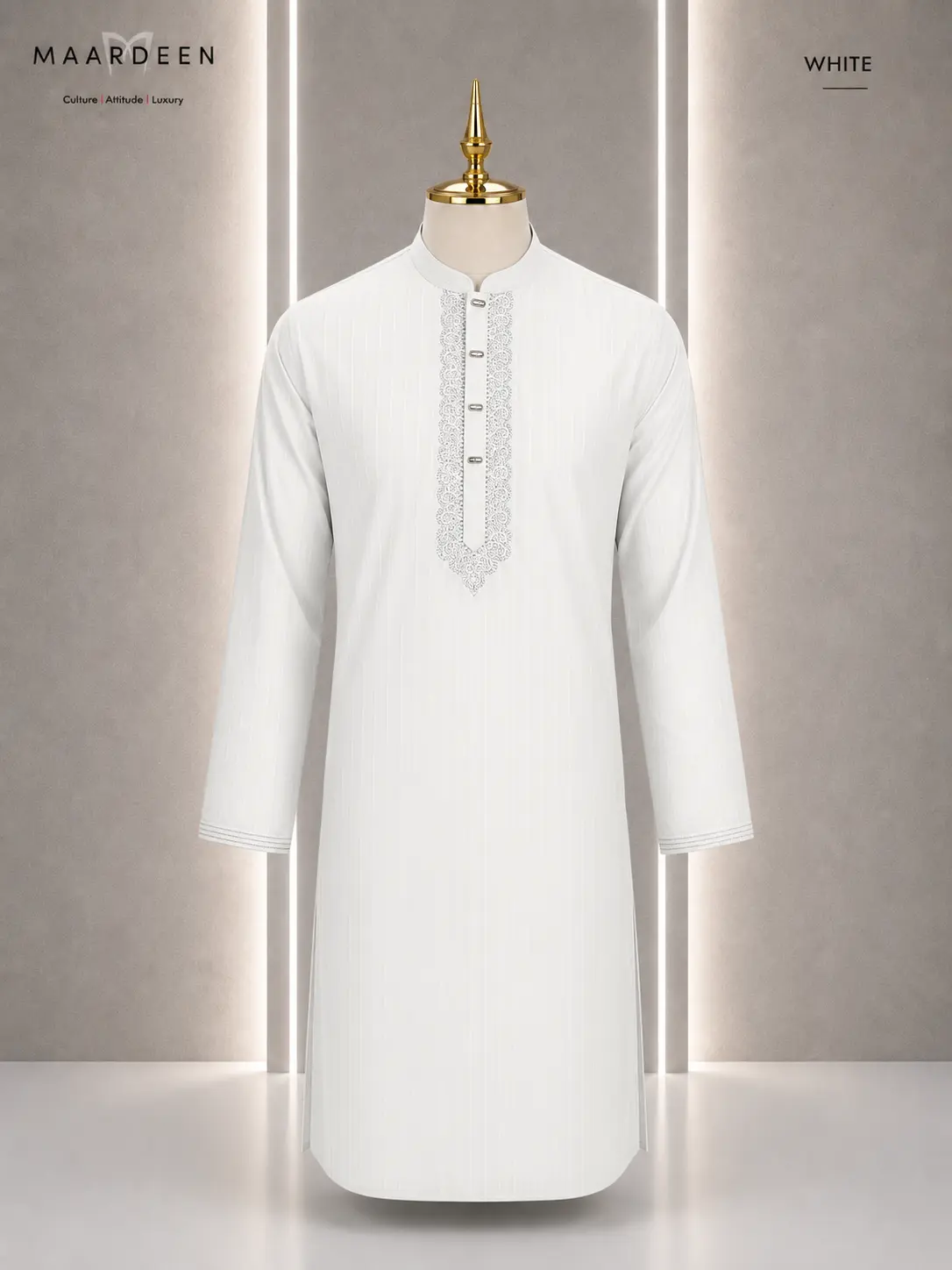 Luxury Coat Embroidery 4 White