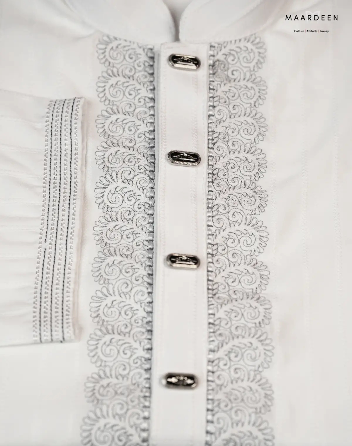 Luxury Coat Embroidery 4 White