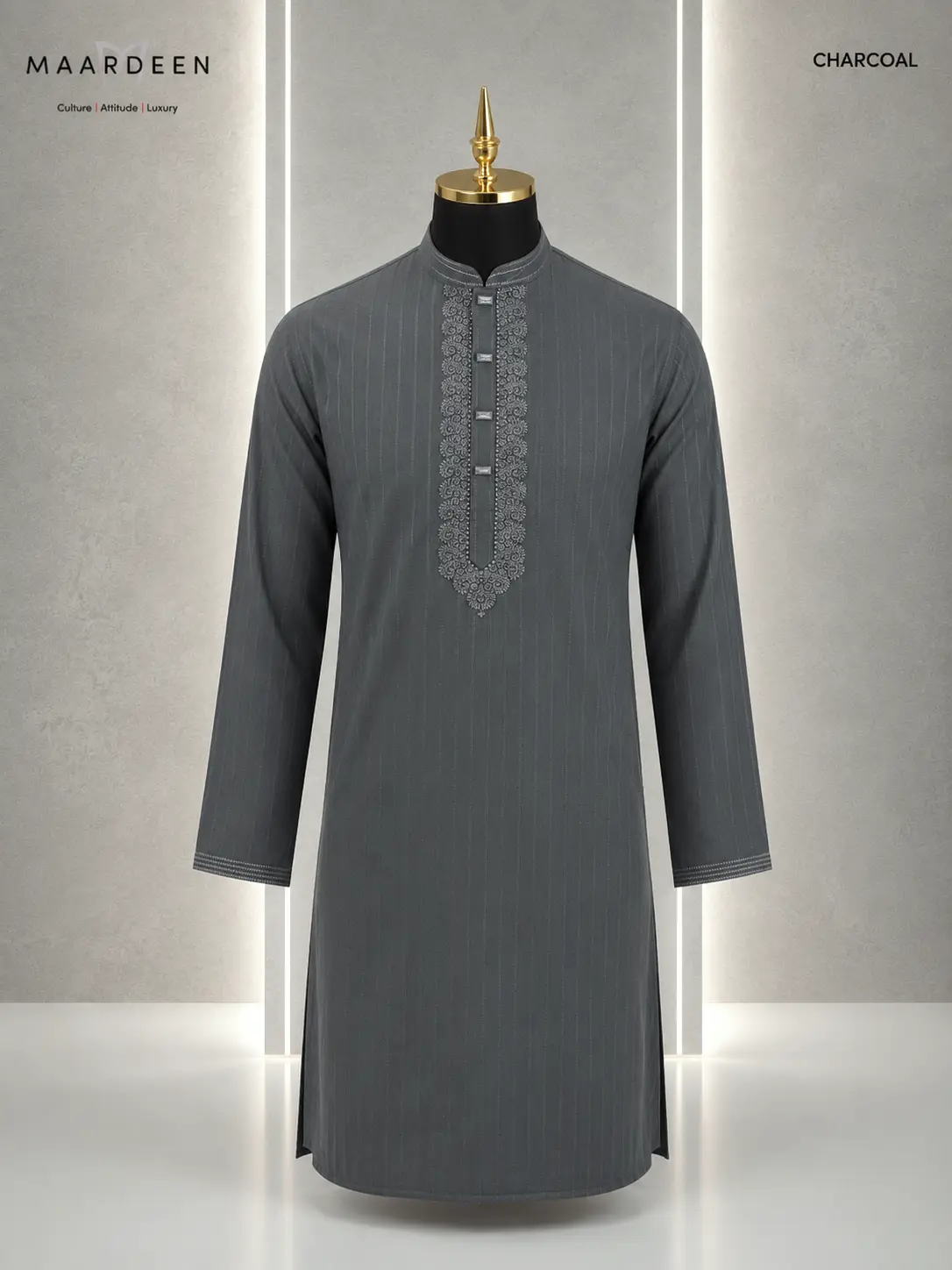 Luxury Coat Embroidery 5 Charcoal