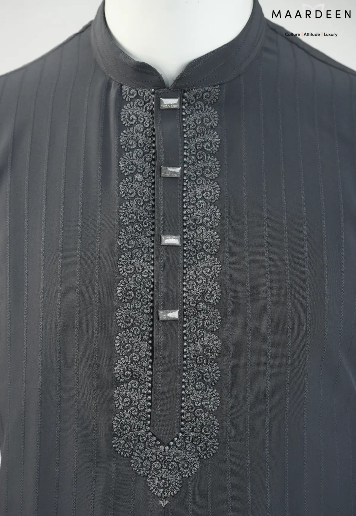 Luxury Coat Embroidery 5 Charcoal