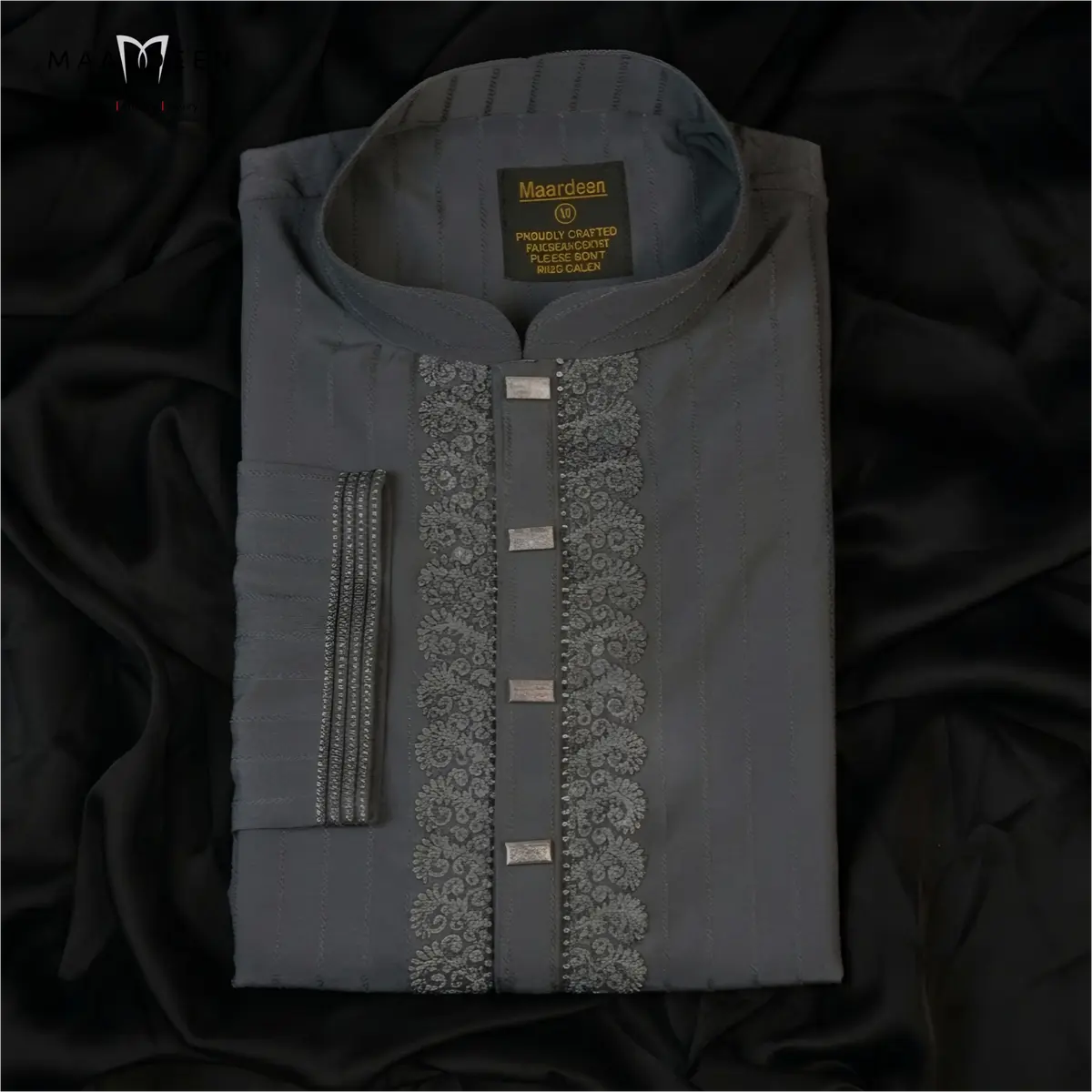 Luxury Coat Embroidery 5 Charcoal