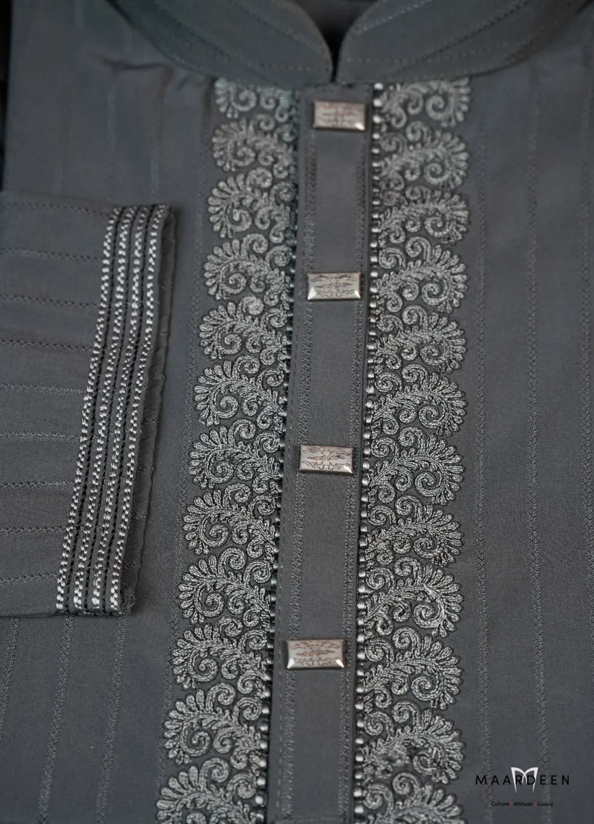 Luxury Coat Embroidery 5 Charcoal